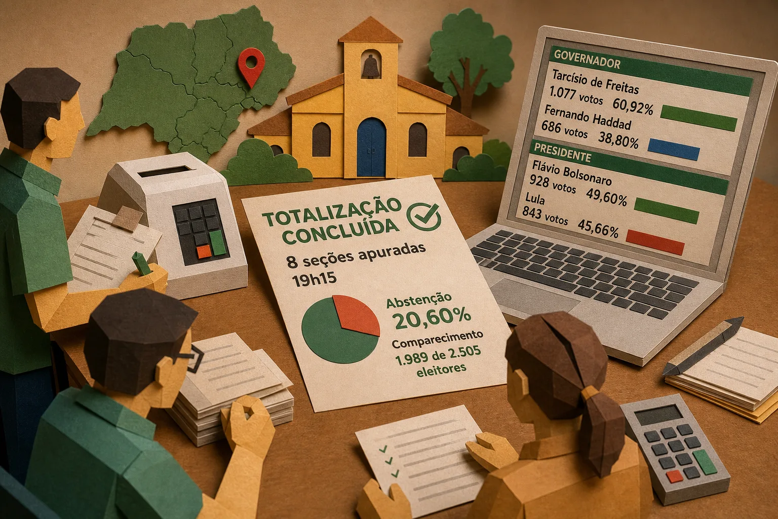 Totalização dos votos é concluída em Arapeí após apuração de oito seções