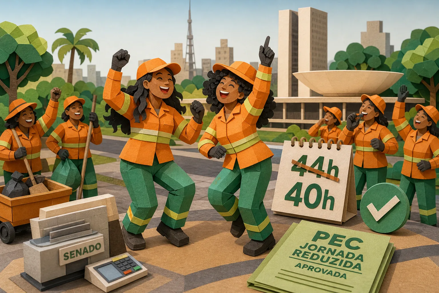 Trabalhadoras da limpeza urbana celebram aprovação de jornada reduzida no Senado