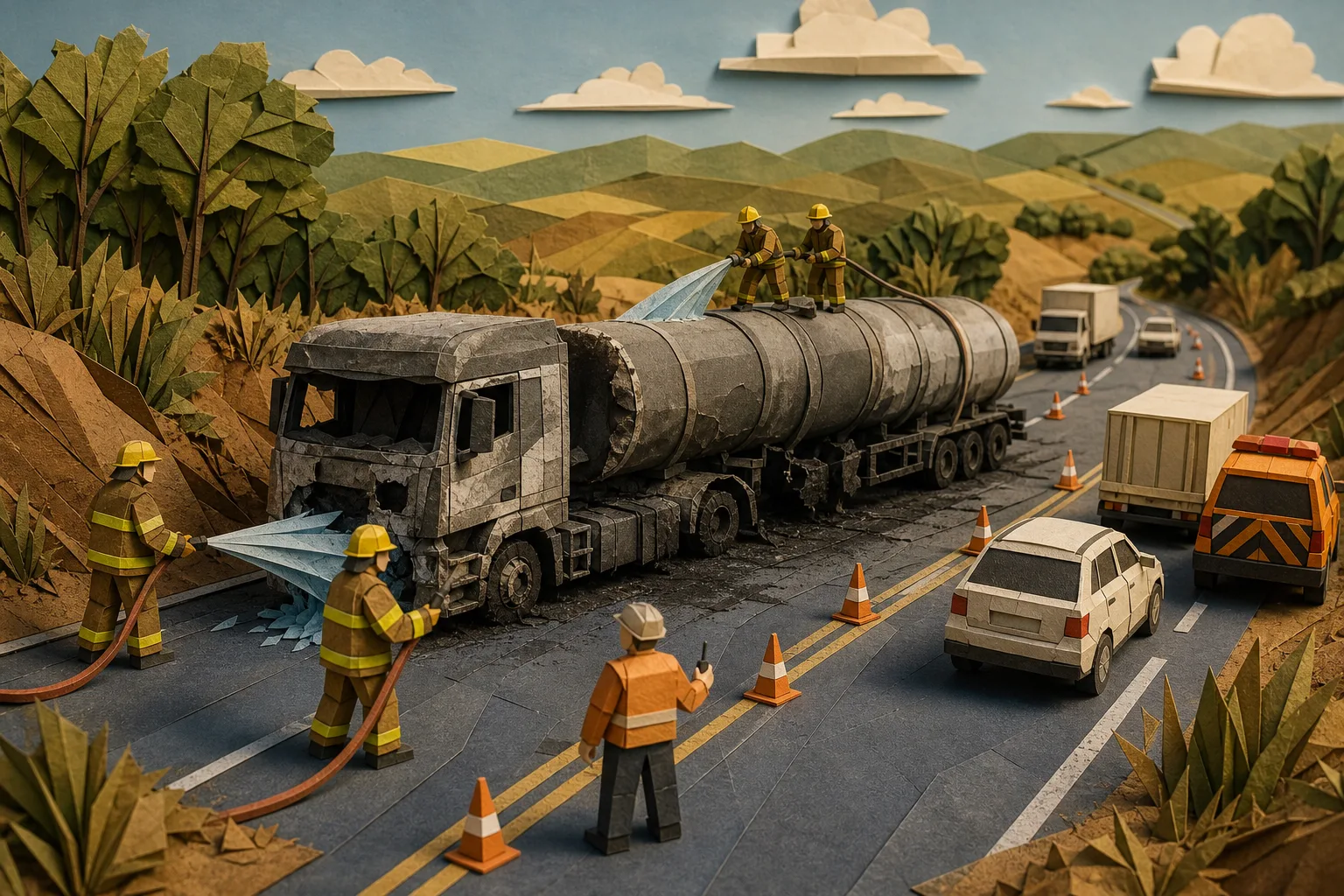 Tráfego na BR-251 em Salinas flui em meia pista após incêndio em bitrem de diesel