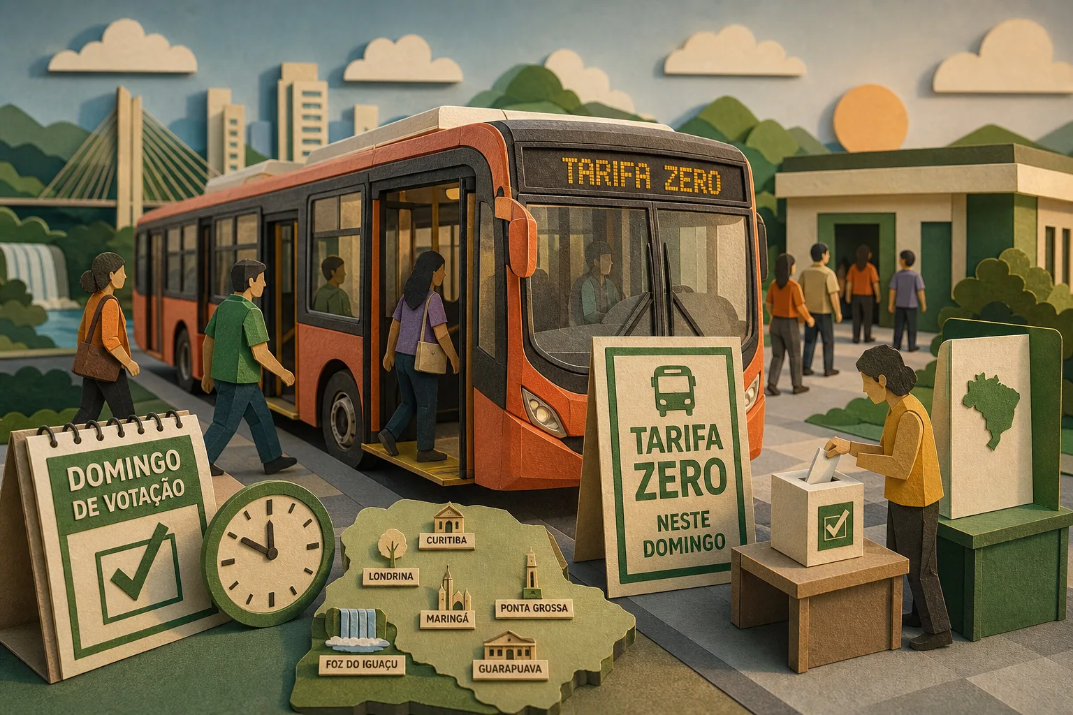 Transporte coletivo terá tarifa zero em cidades do Paraná no domingo de votação