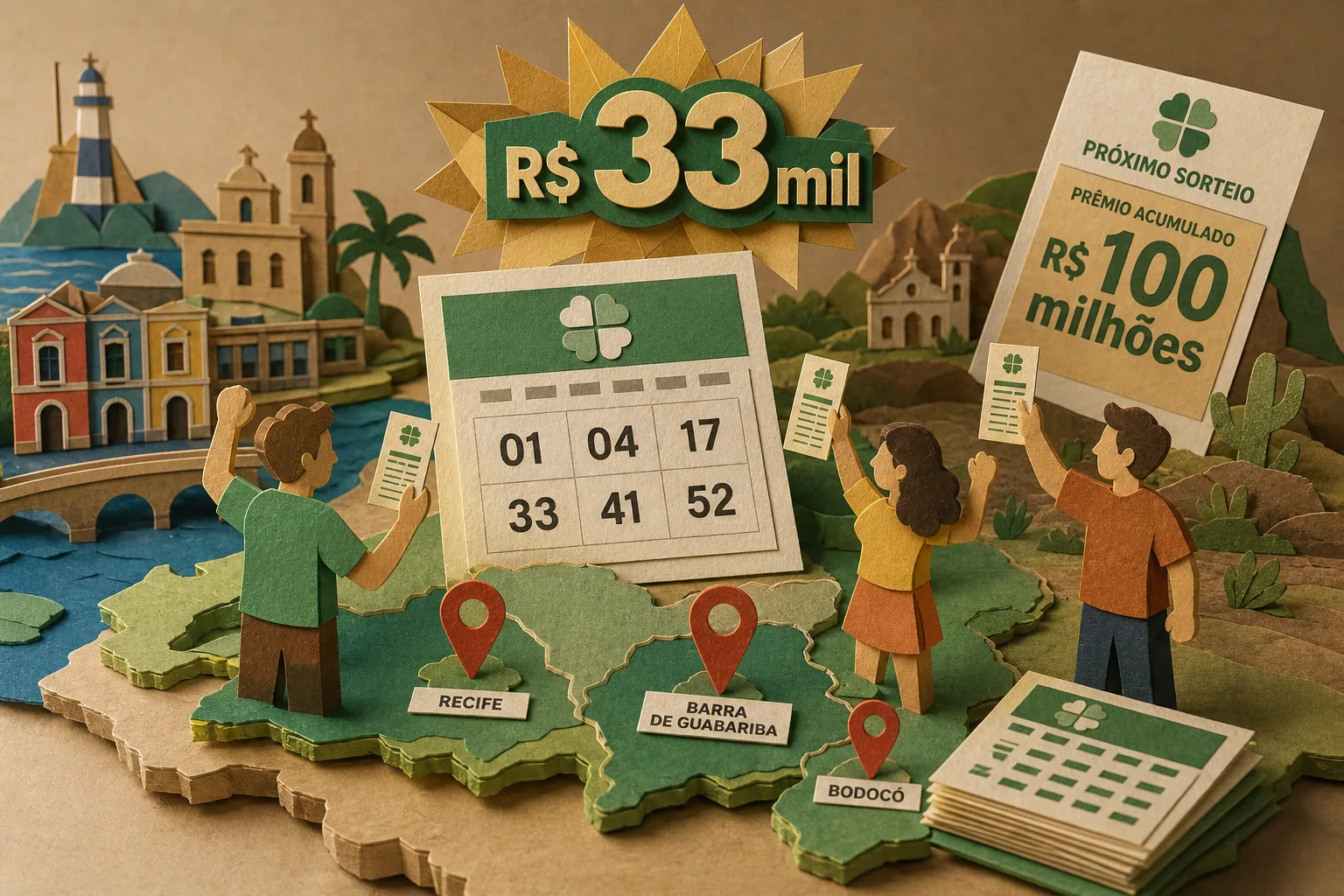 Três jogos de Pernambuco acertam a quina da Mega-Sena e levam R$ 33 mil