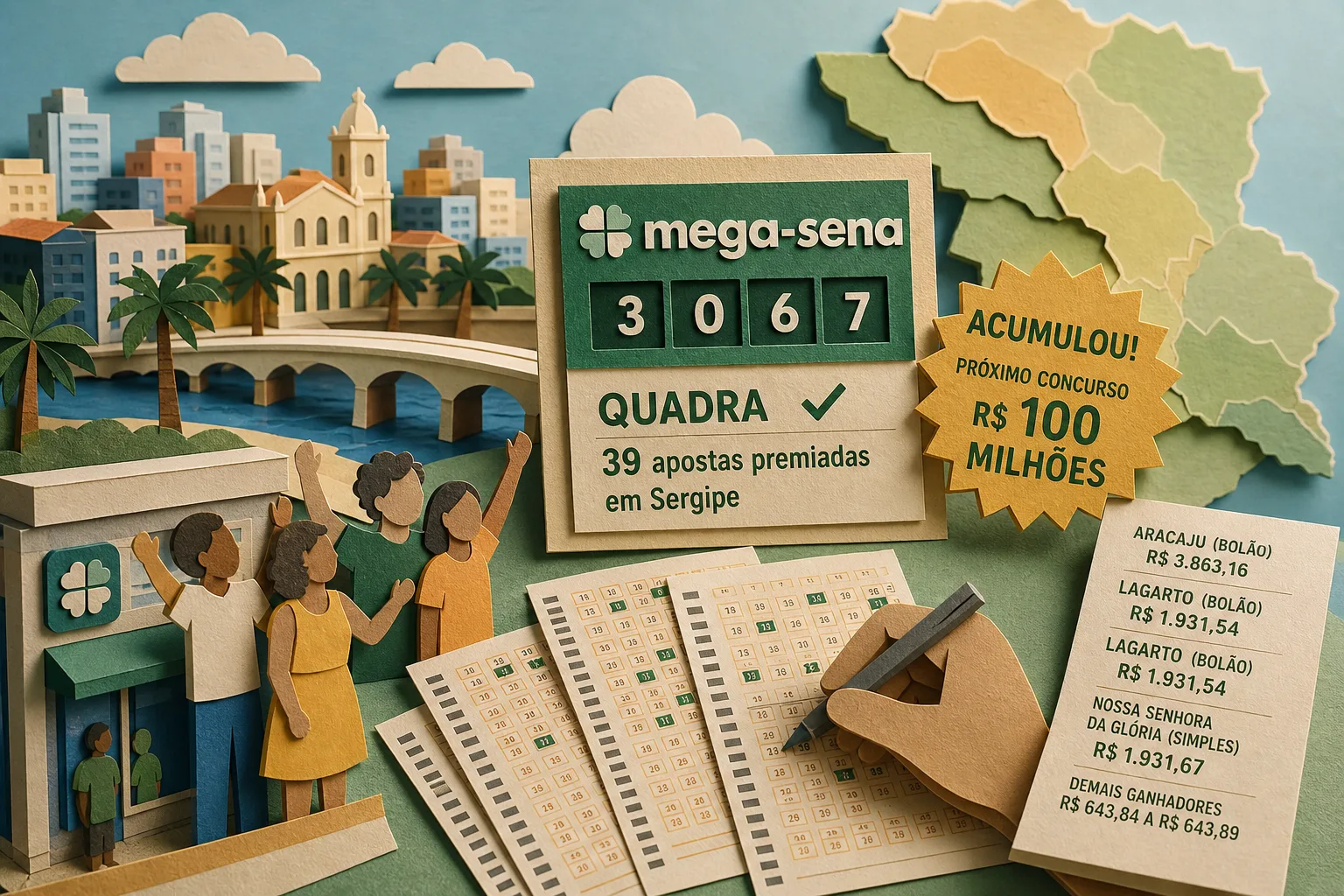 Trinta e nove apostas de Sergipe são premiadas na quadra da Mega-Sena