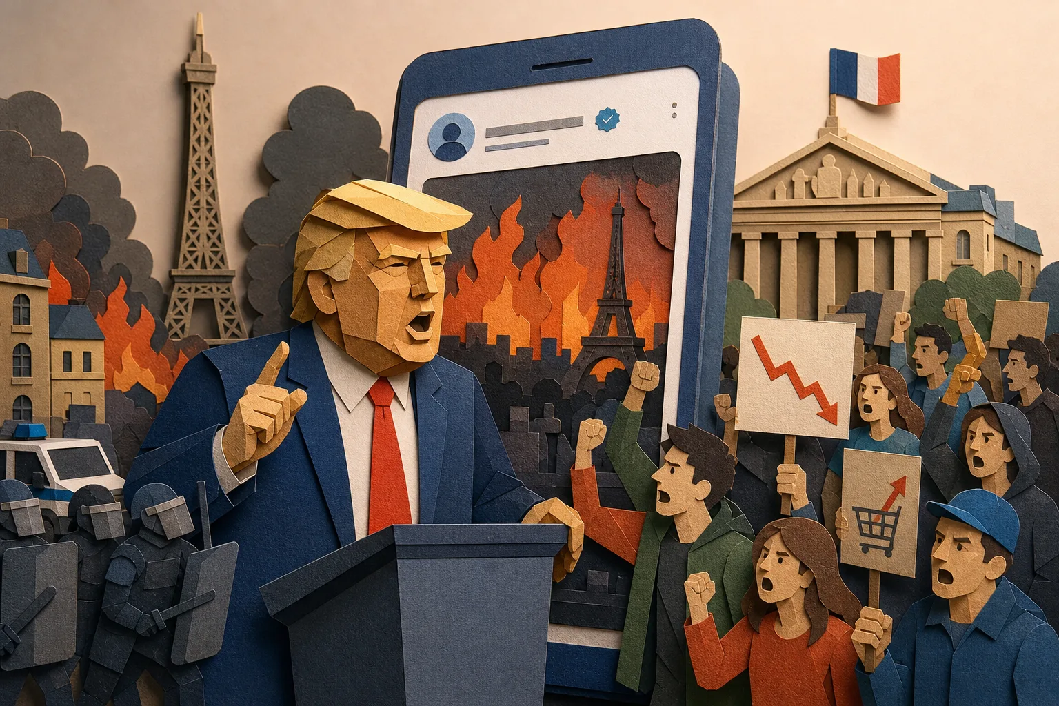 Trump atribui onda de protestos e violência na França a políticas migratórias
