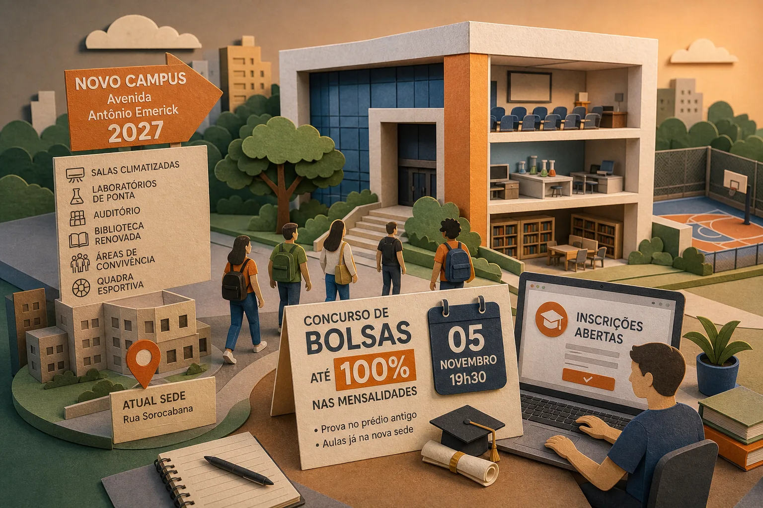 UNIBR São Vicente terá nova sede em 2027 e oferece bolsas integrais em vestibular