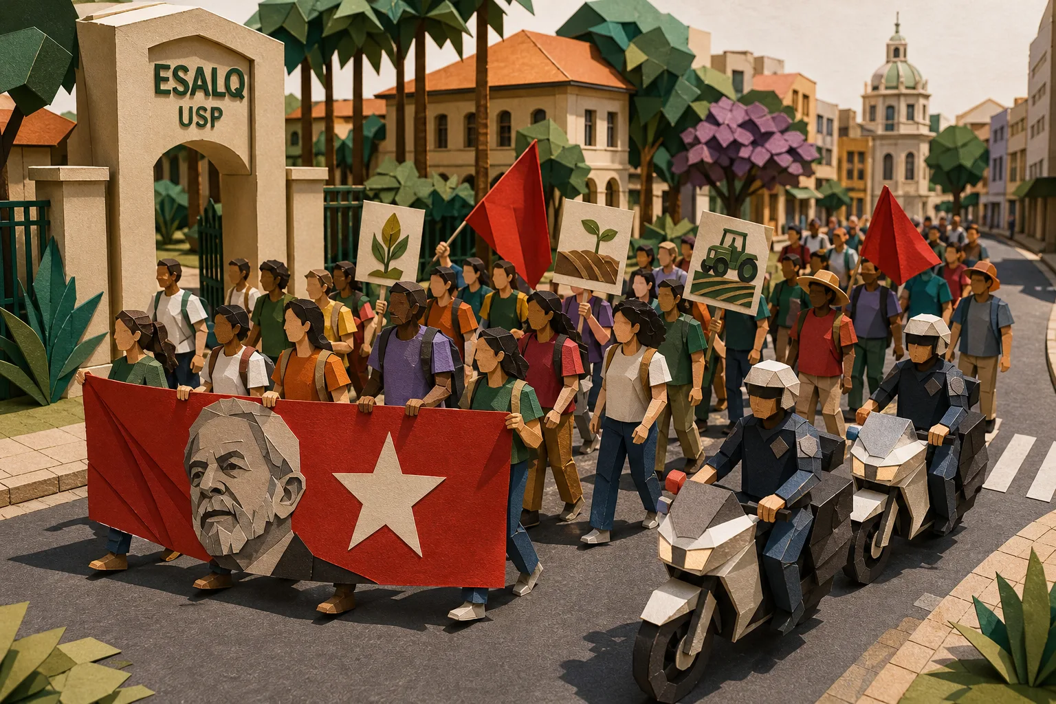 Universitários da USP realizam marcha política a favor de Lula em Piracicaba