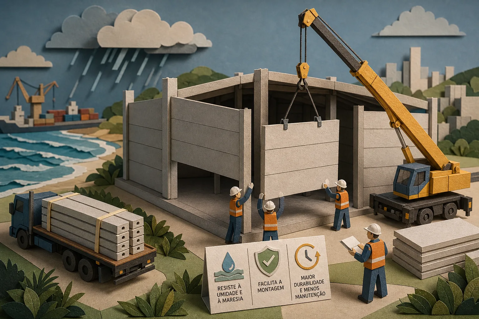 Uso de concreto pré-fabricado protege construções do litoral paulista contra umidade