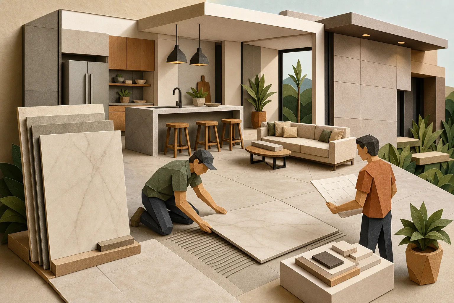 Uso de placas amplas de porcelanato se consolida na arquitetura contemporânea