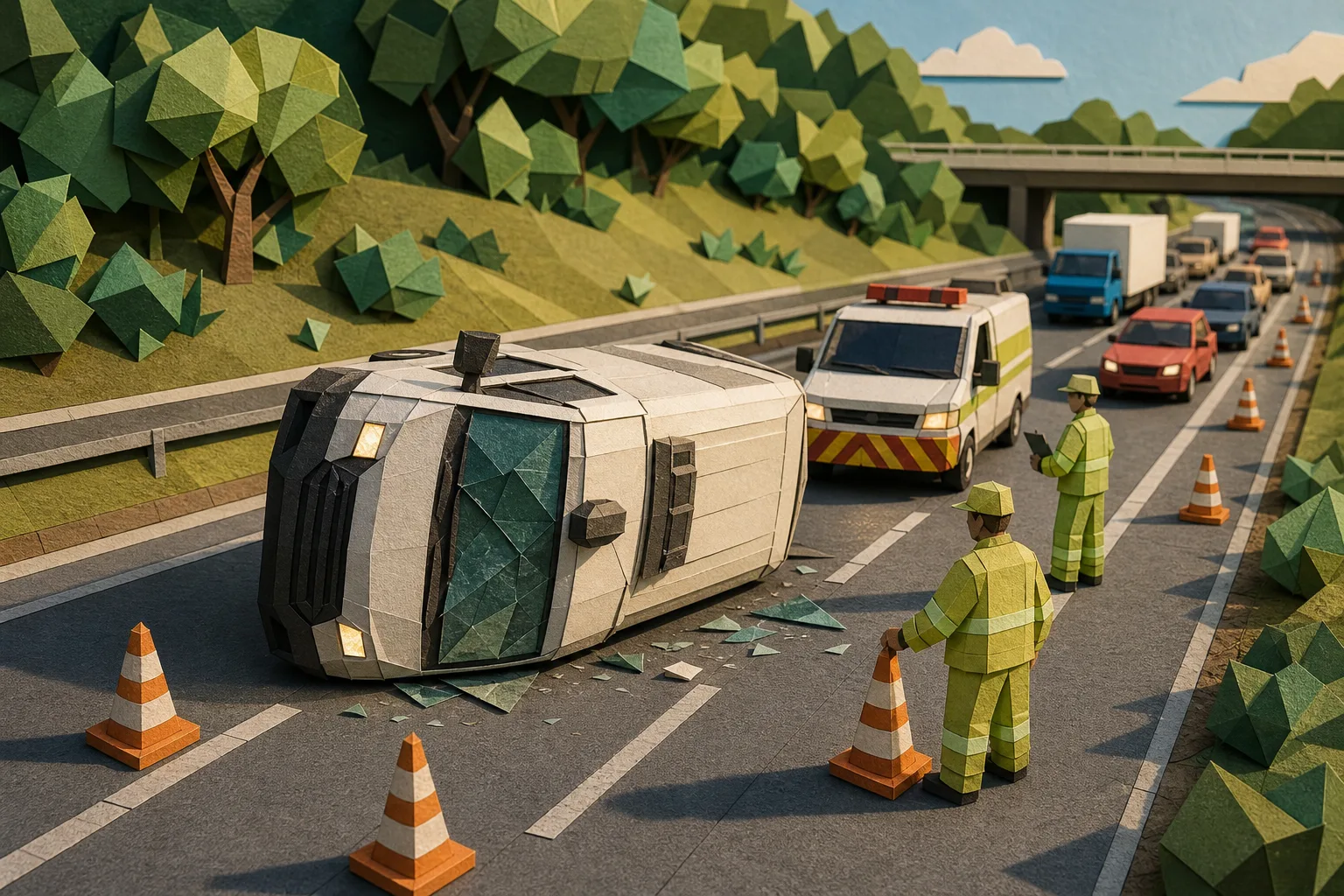 Utilitário tomba no km 144 da Via Dutra e bloqueia tráfego rumo ao Rio de Janeiro