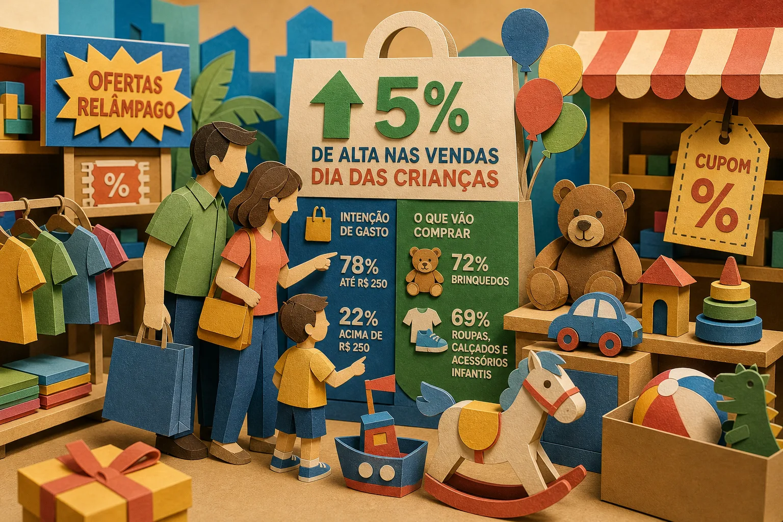 Varejo da Baixada Santista e Vale do Ribeira estima alta de 5% no Dia das Crianças