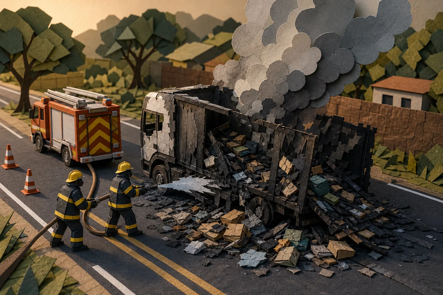Veículo de carga e mercadorias são totalmente destruídos por incêndio na PI-112