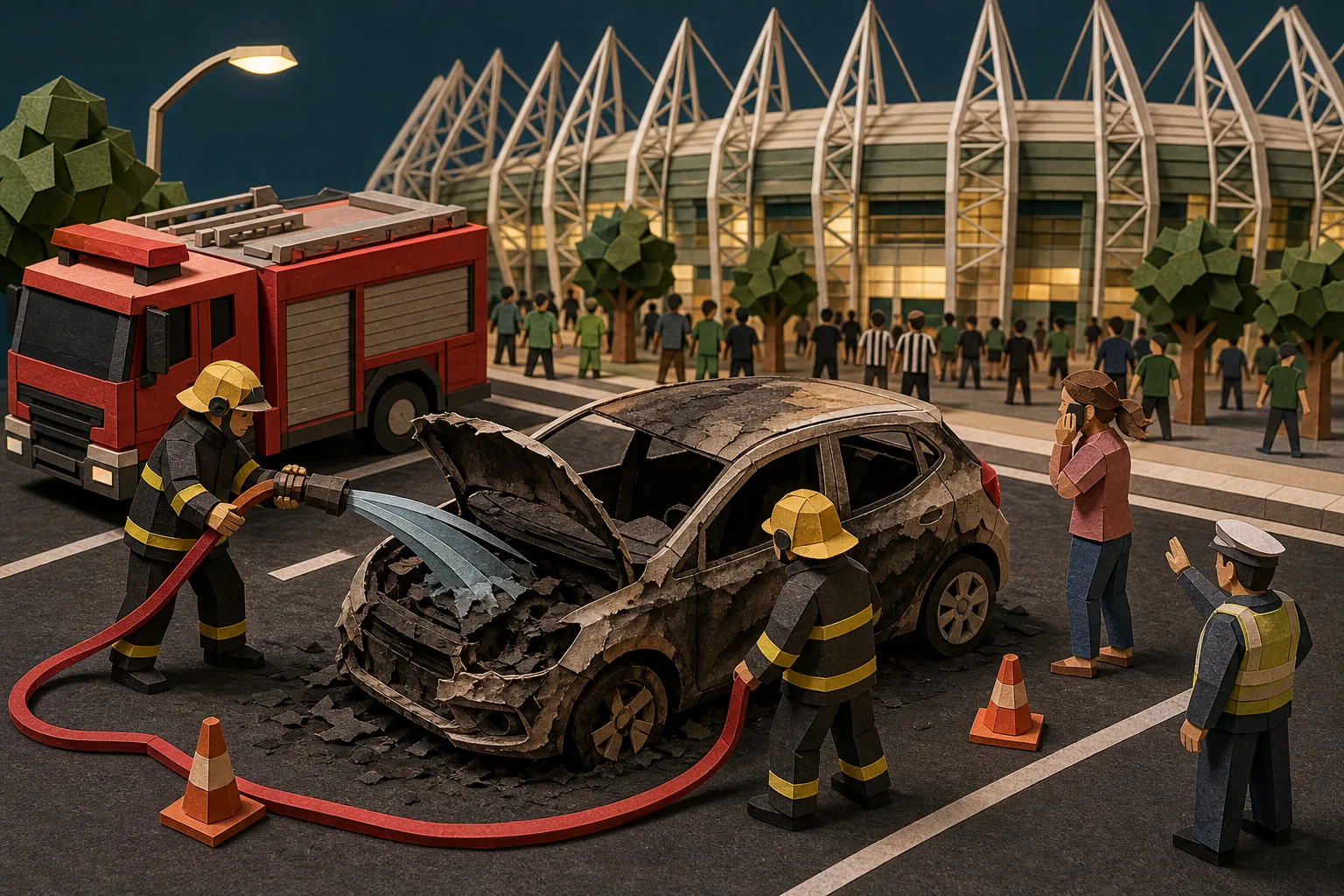 Veículo é destruído por incêndio na Avenida Alberto Craveiro em Fortaleza