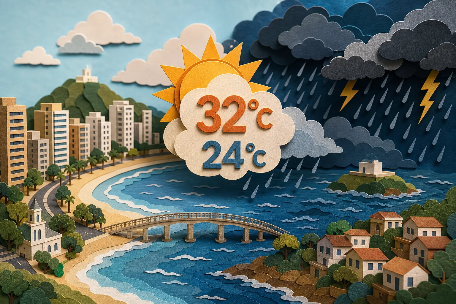 Vila Velha deve registrar máxima de 32°C e instabilidade com trovoadas no domingo