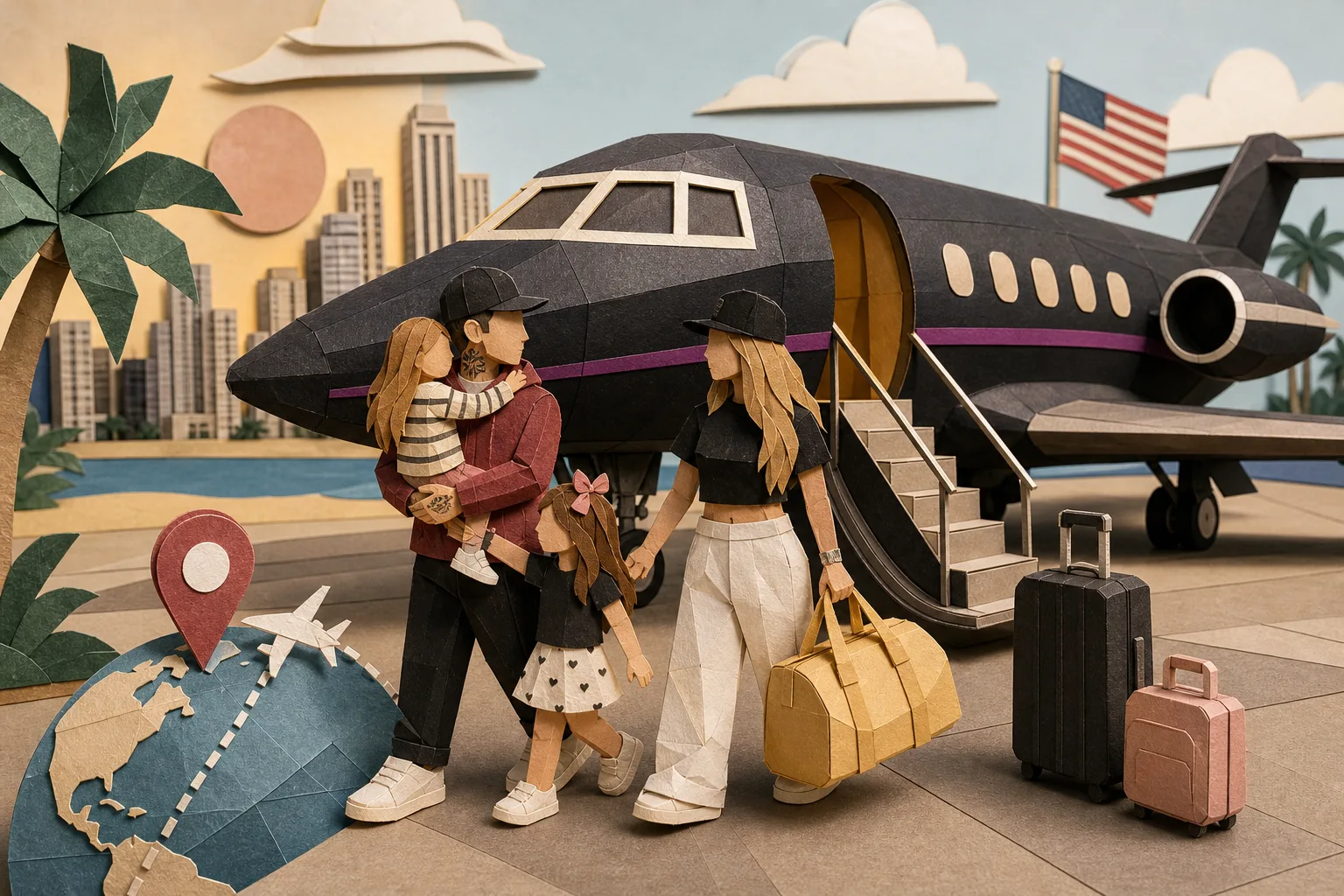 Virginia Fonseca e Zé Felipe viajam juntos com os filhos para os Estados Unidos
