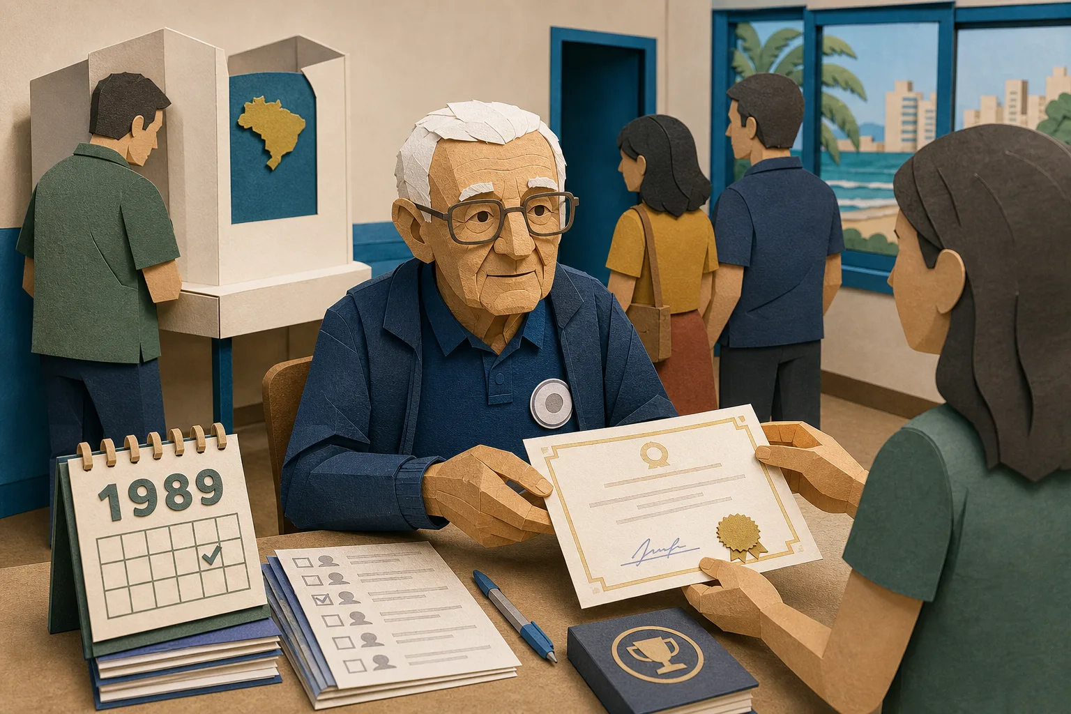 Voluntário de 96 anos atua em eleições no litoral de SP há mais de três décadas
