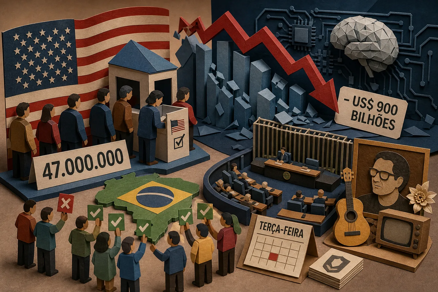 Votação recorde nos EUA e perdas bilionárias em tecnologia marcam o cenário global
